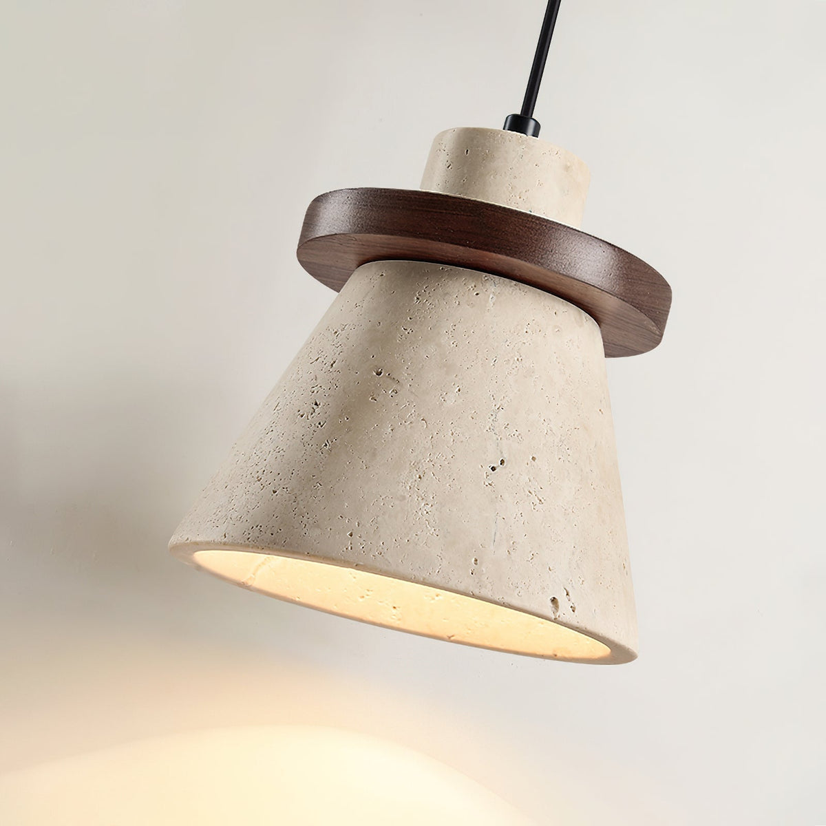 Virela Pendant Lamp Travertine Wood Minimalist