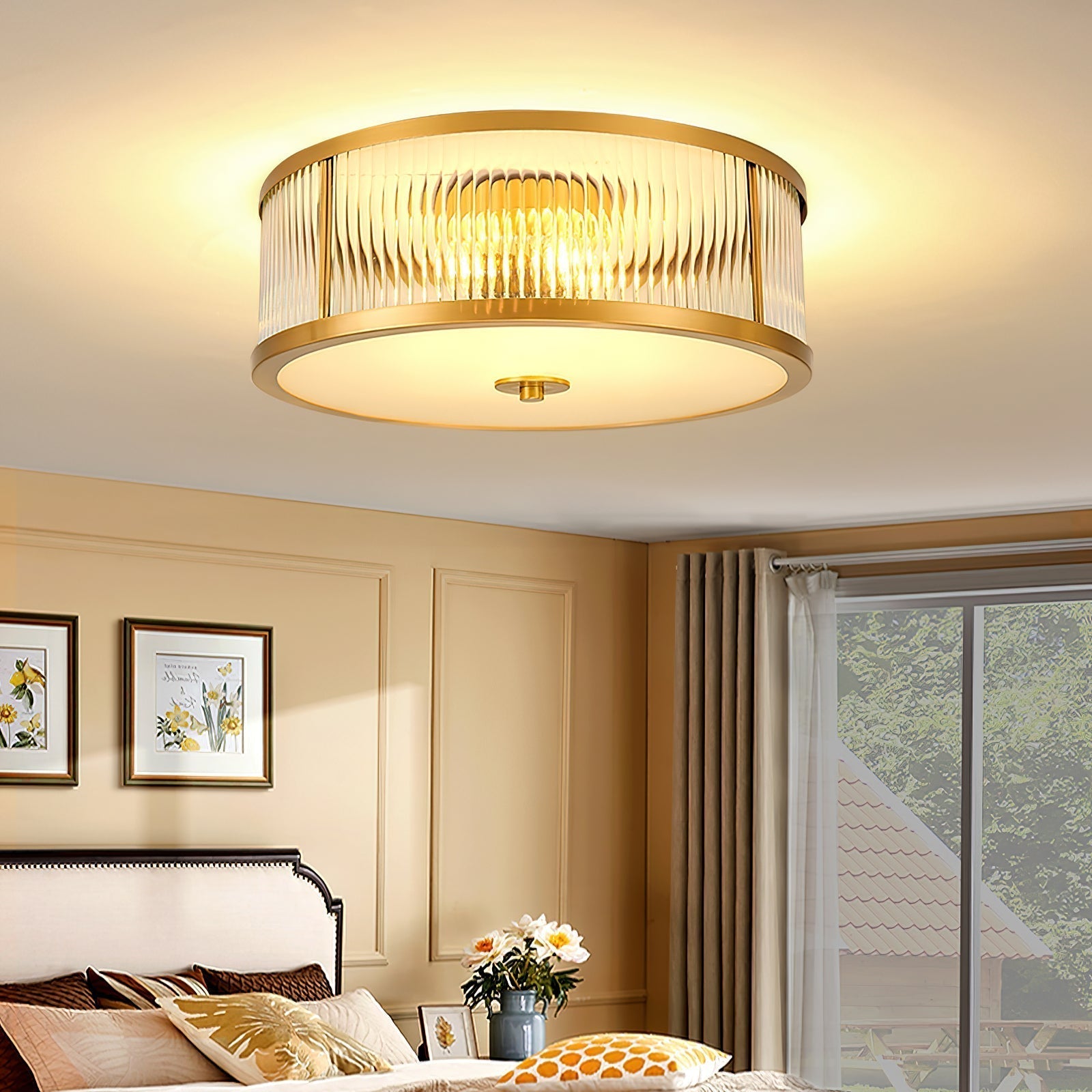 Avvynila Brass Glass CeIling Lamp