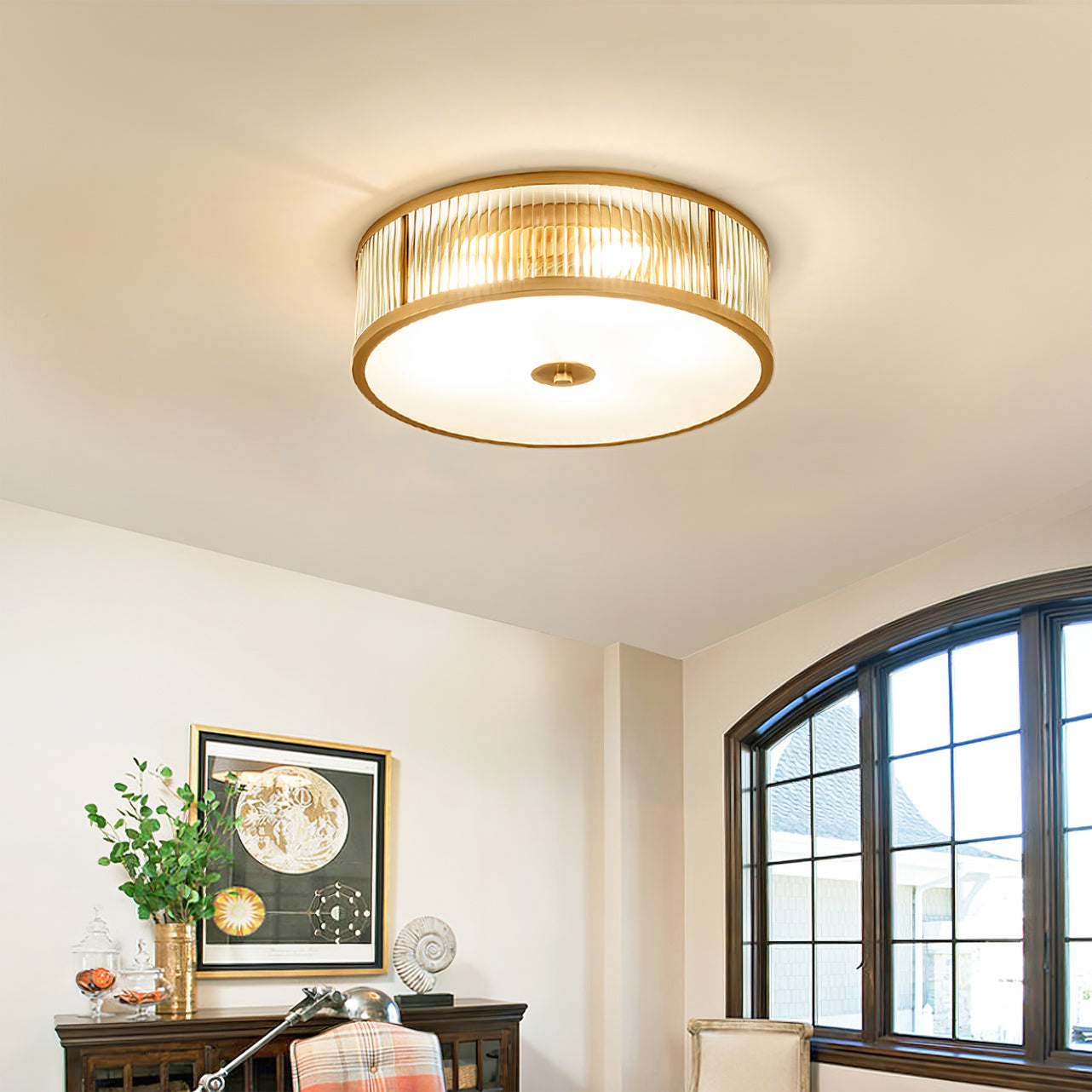 Avvynila Brass Glass CeIling Lamp