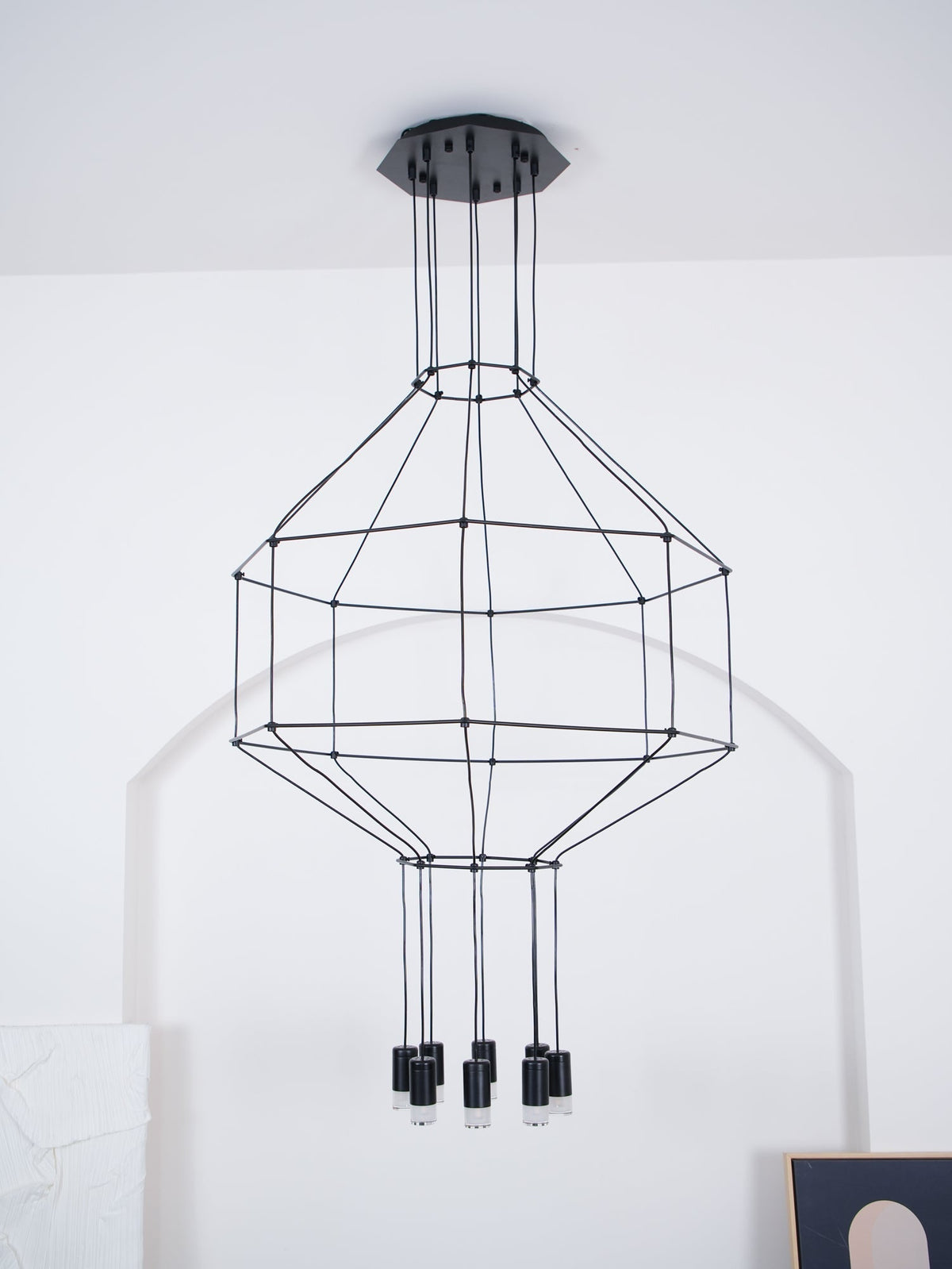 Elaalora Pendant Lamp Geometric Wire Black LED