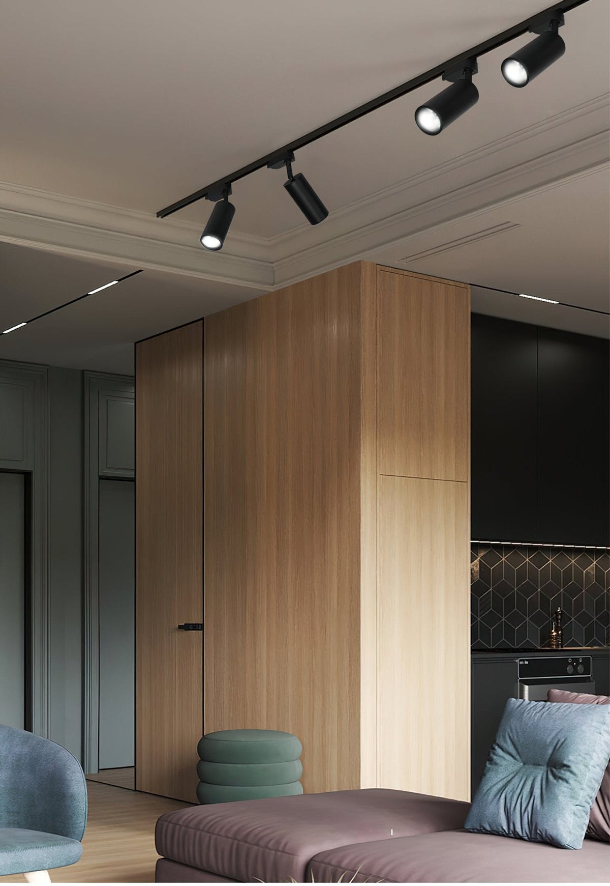 Bera Track Light Gilded Cylindrical for Living Room
