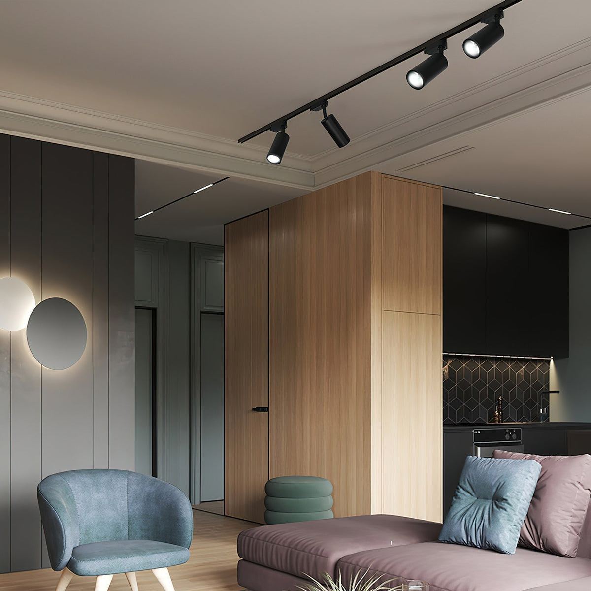 Bera Track Light Gilded Cylindrical for Living Room