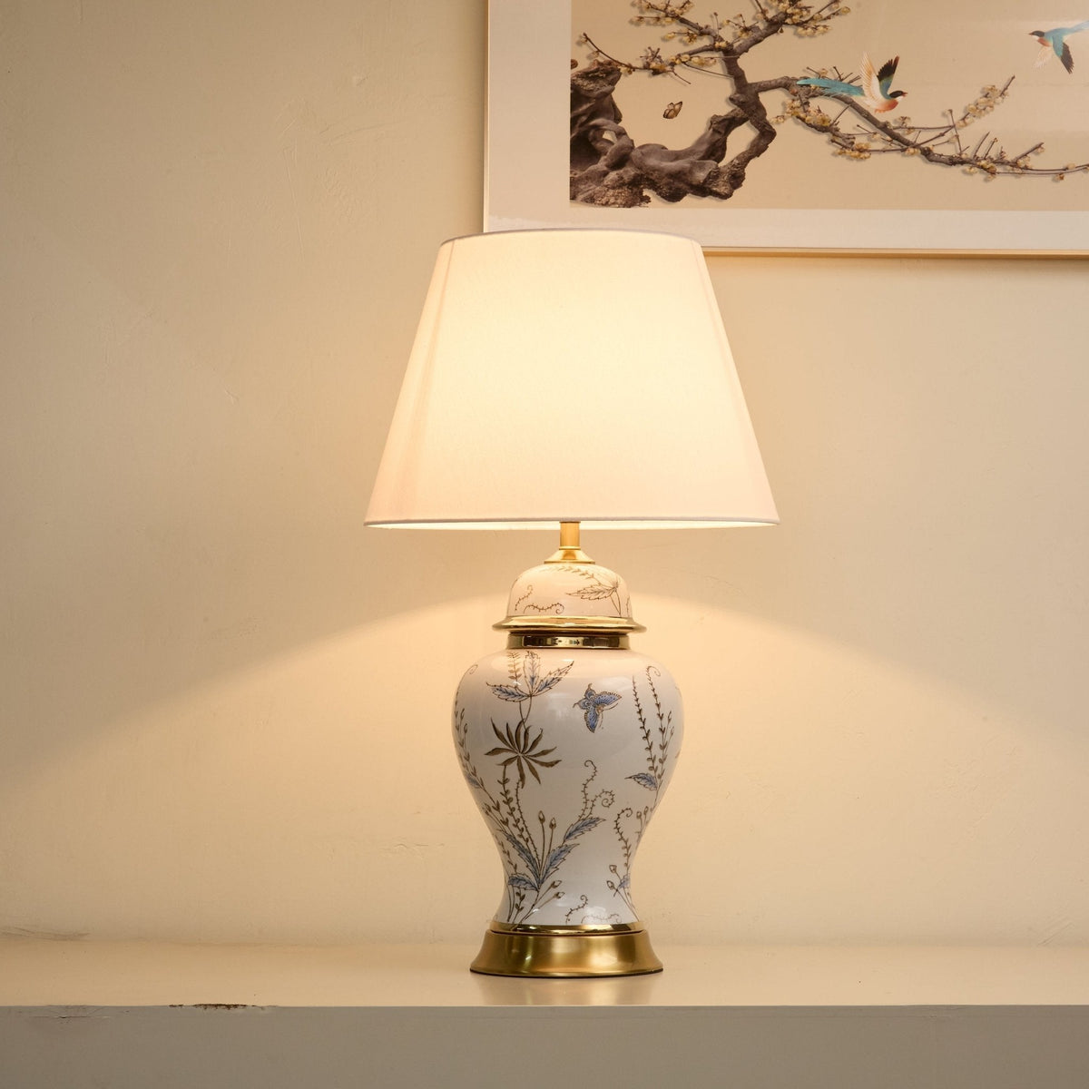 Gilt Accented Ceramic Table Lamp