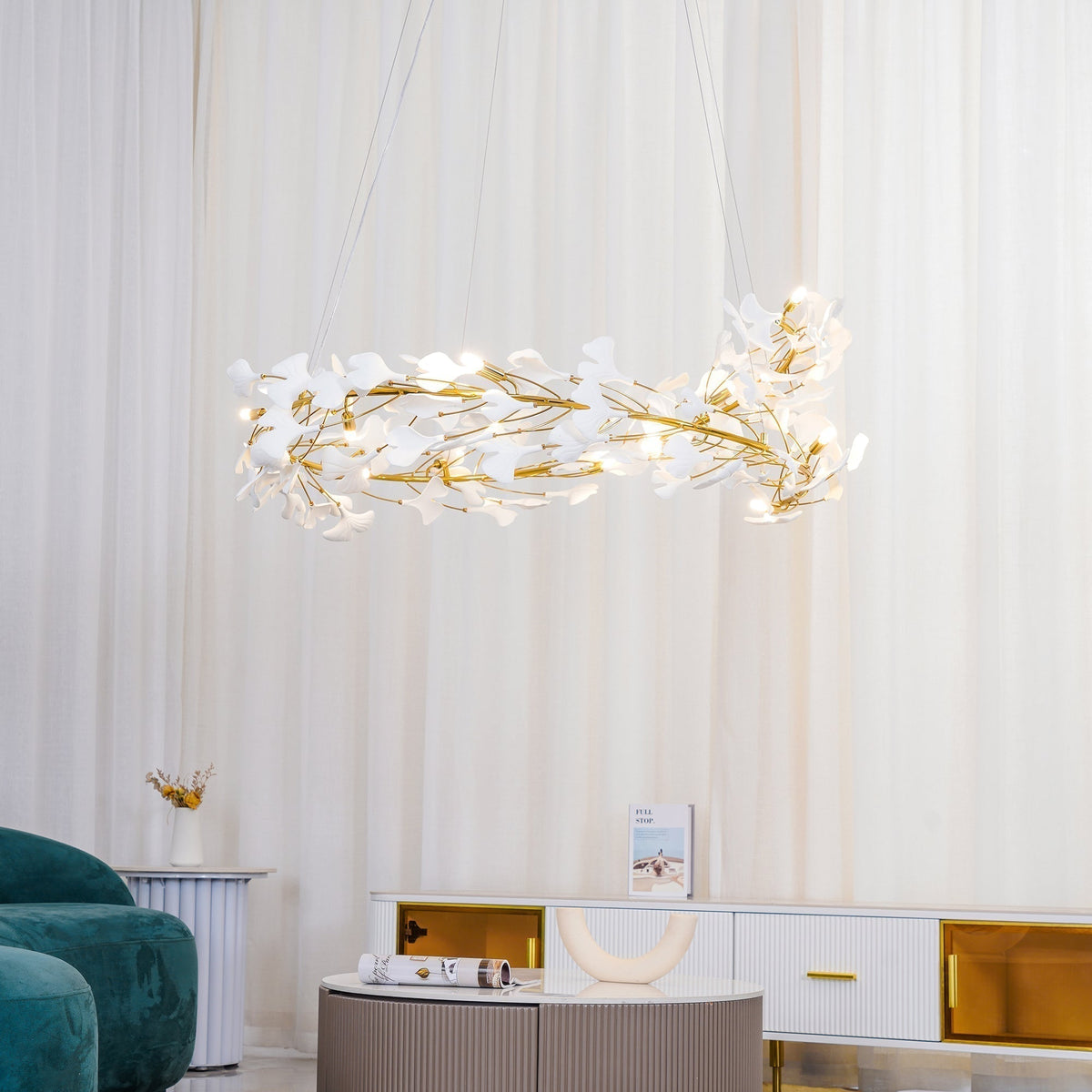 Motadedo Modern Golden LED Chandelier Ceramic