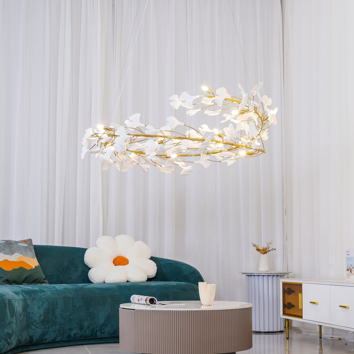 Motadedo Modern Golden LED Chandelier Ceramic