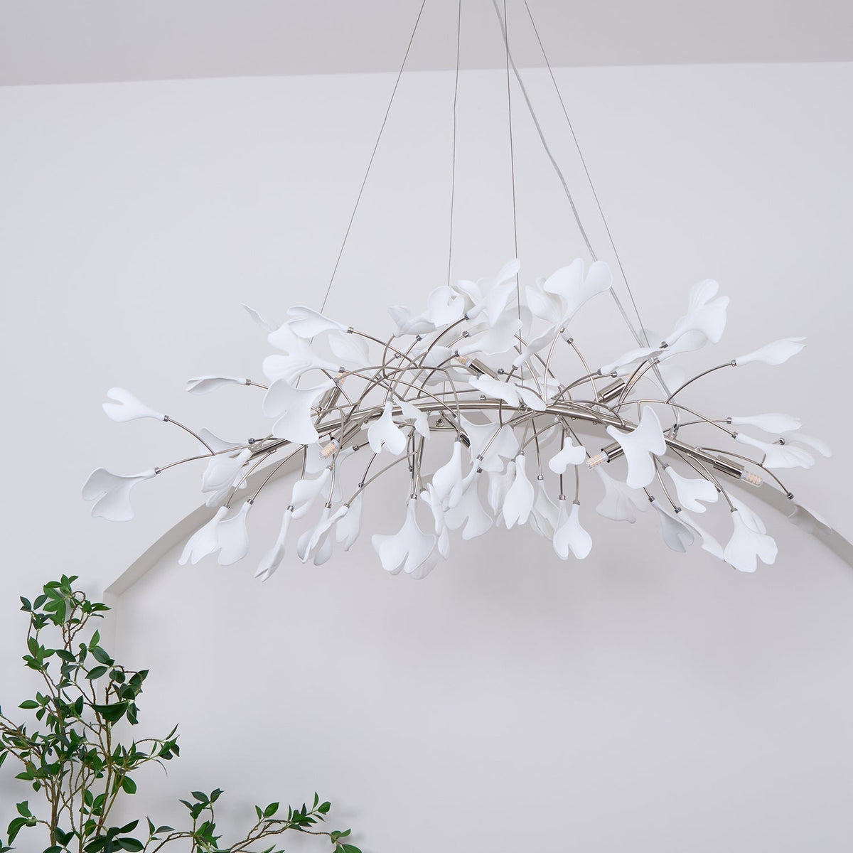 Zubeles Gingko Chandelier Art Deco Bent Downwards