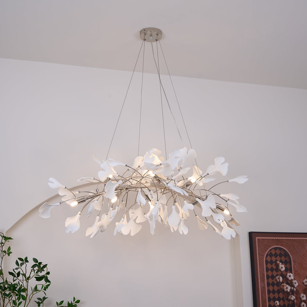 Zubeles Gingko Chandelier Art Deco Bent Downwards