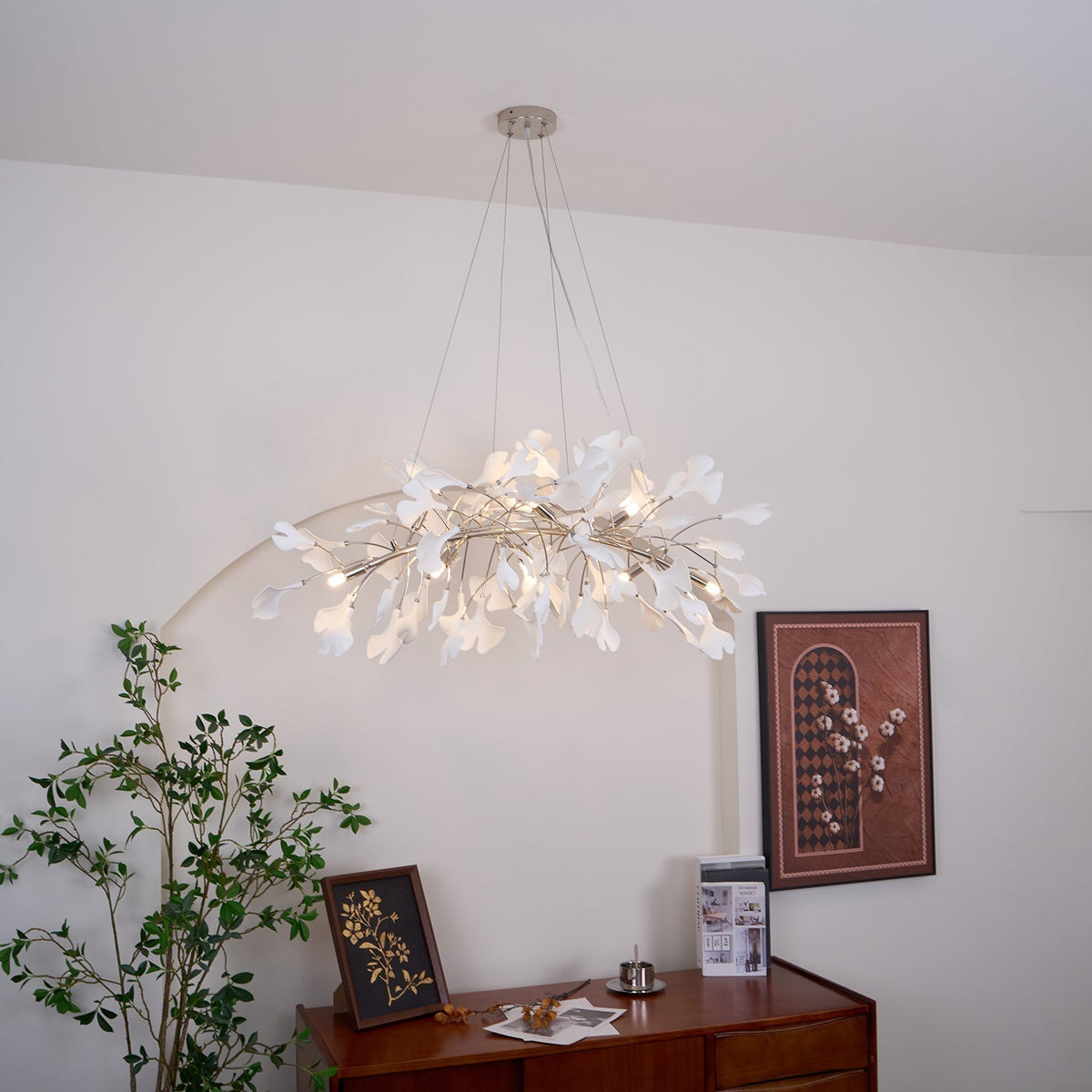 Zubeles Gingko Chandelier Art Deco Bent Downwards