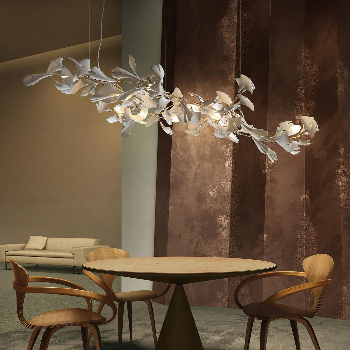 Ceroraine Chandelier Gingko A Porcelain LED Modern