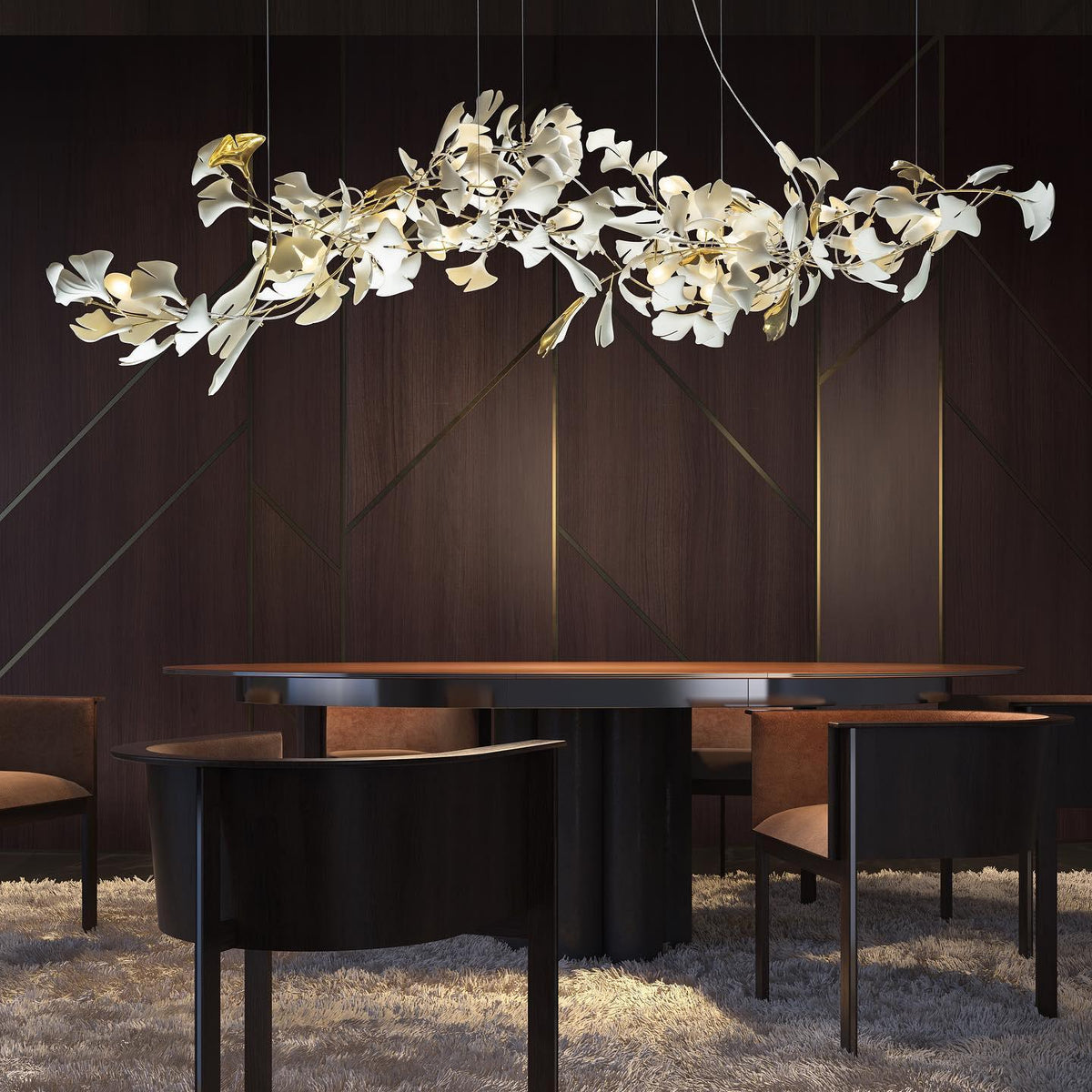 Ceroraine Chandelier Gingko A Porcelain LED Modern