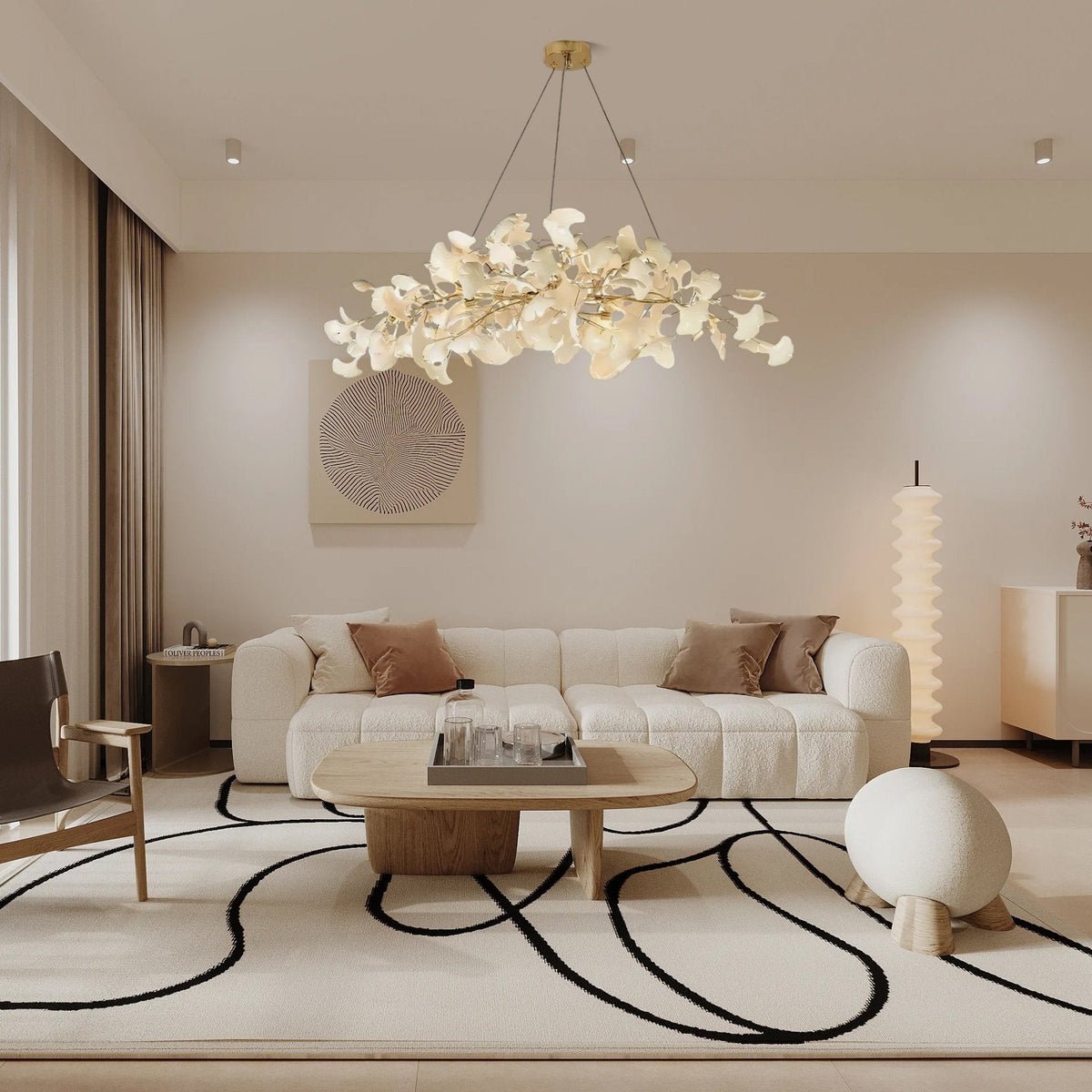 Zubeles Gingko Chandelier Art Deco Bent Downwards