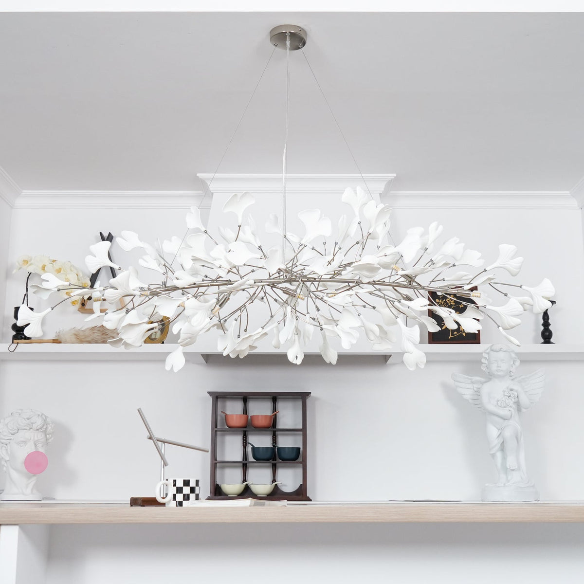 Zubeles Gingko Chandelier Art Deco Bent Downwards