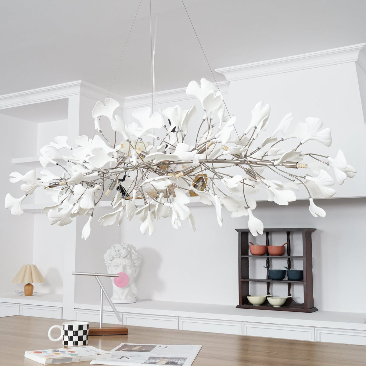 Zubeles Gingko Chandelier Art Deco Bent Downwards