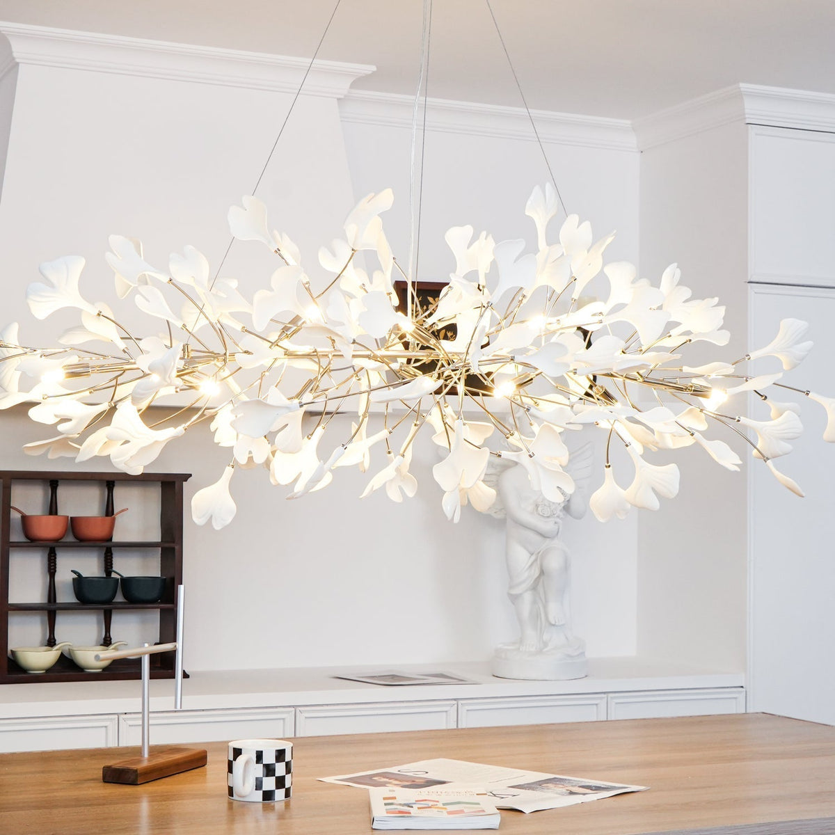 Zubeles Gingko Chandelier Art Deco Bent Downwards