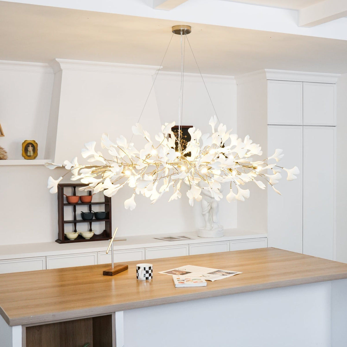 Zubeles Gingko Chandelier Art Deco Bent Downwards