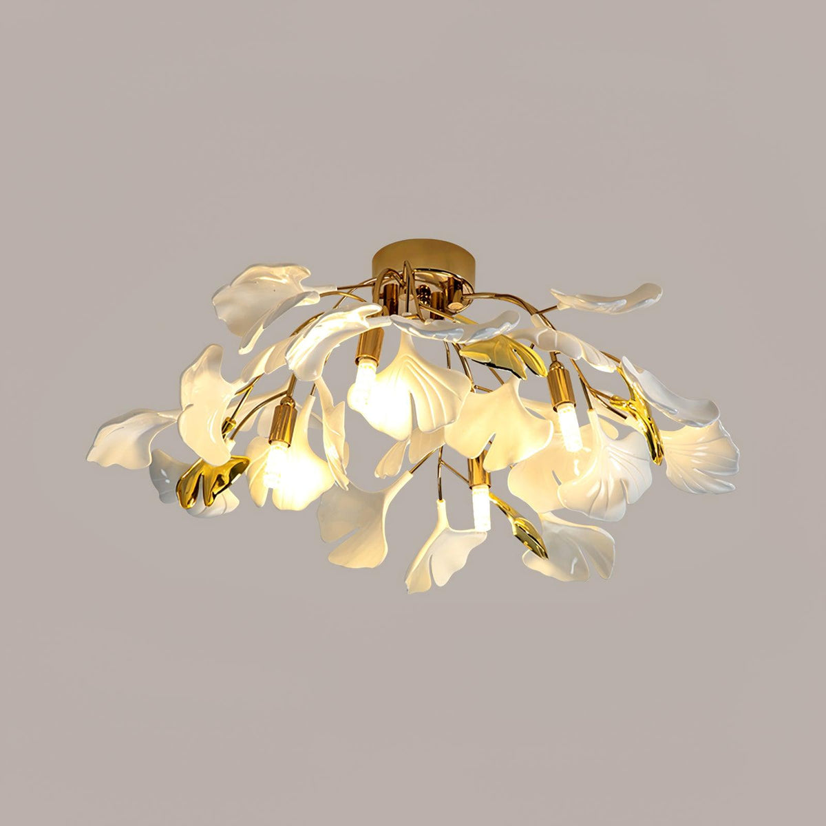Orienaya Ceiling Lamp Gingko Leaves with Brass Branch
