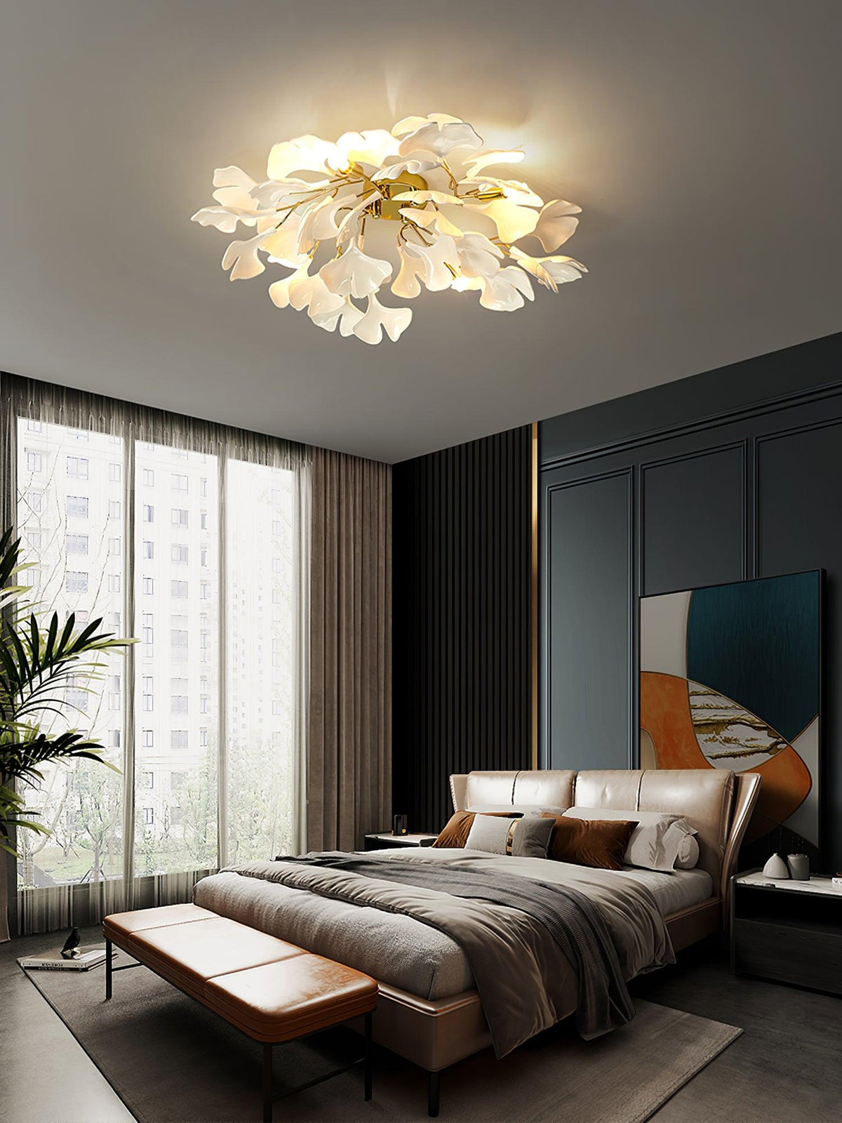 Orienaya Ceiling Lamp Gingko Leaves with Brass Branch