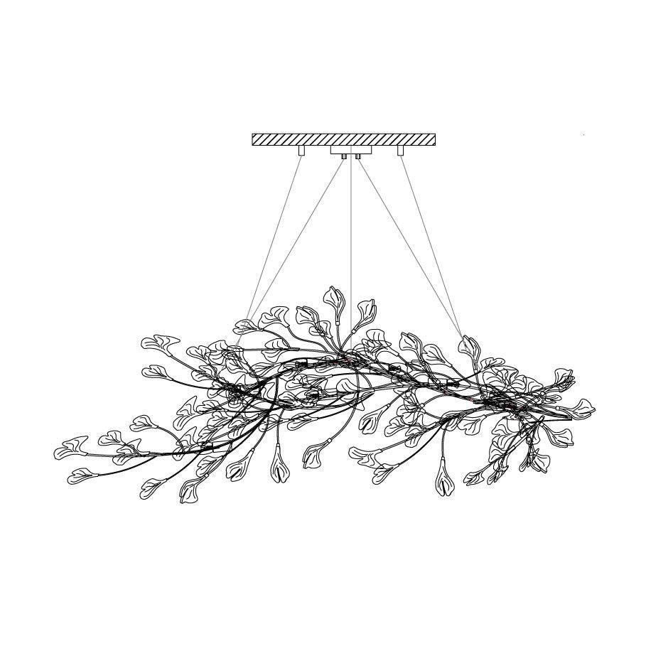 Calix Chandelier Frame Ceramic Gingko Leaf Shade White Gold Modern