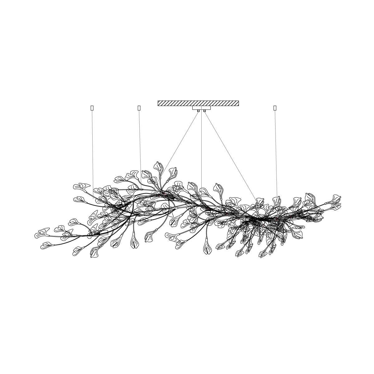 Calix Chandelier Frame Ceramic Gingko Leaf Shade White Gold Modern