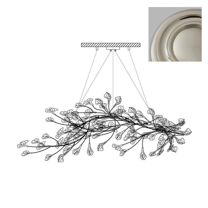 Calix Chandelier Frame Ceramic Gingko Leaf Shade White Gold Modern