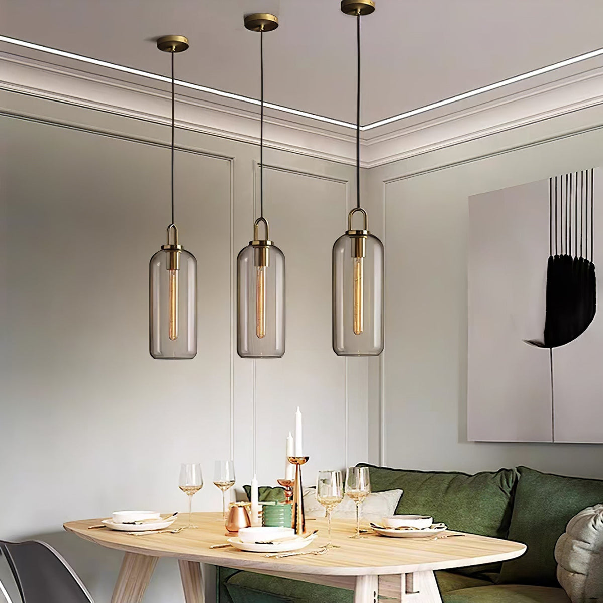 Sevelo Pendant Lamp Frosted Glass Swag Adjustable