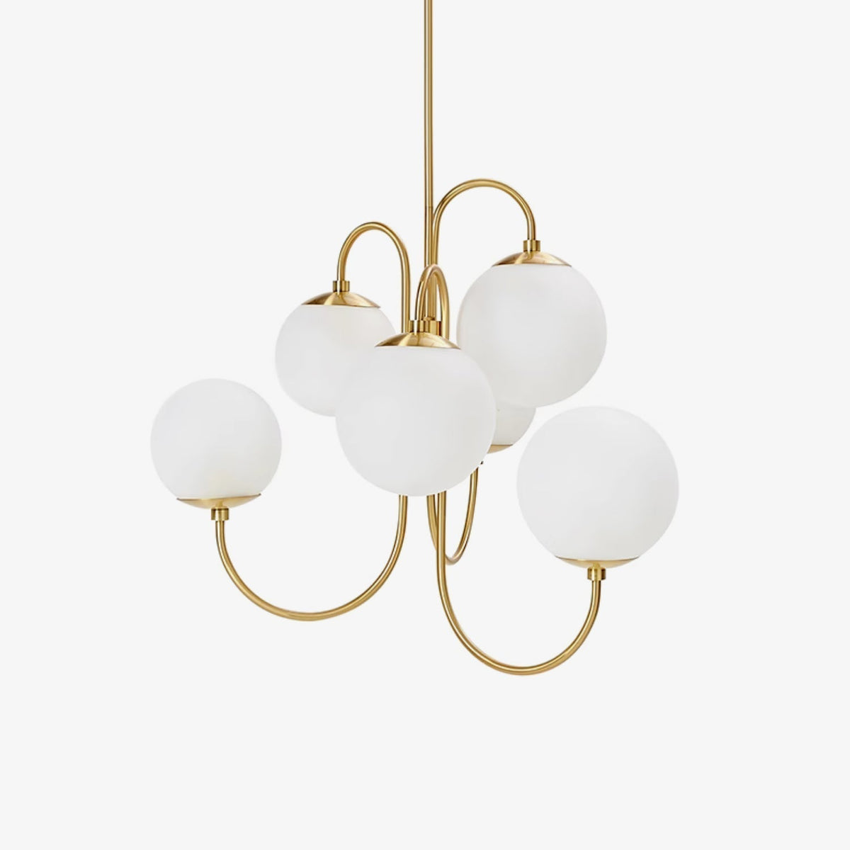 Auruaria Chandelier Brass Globe Cluster Curved Arm