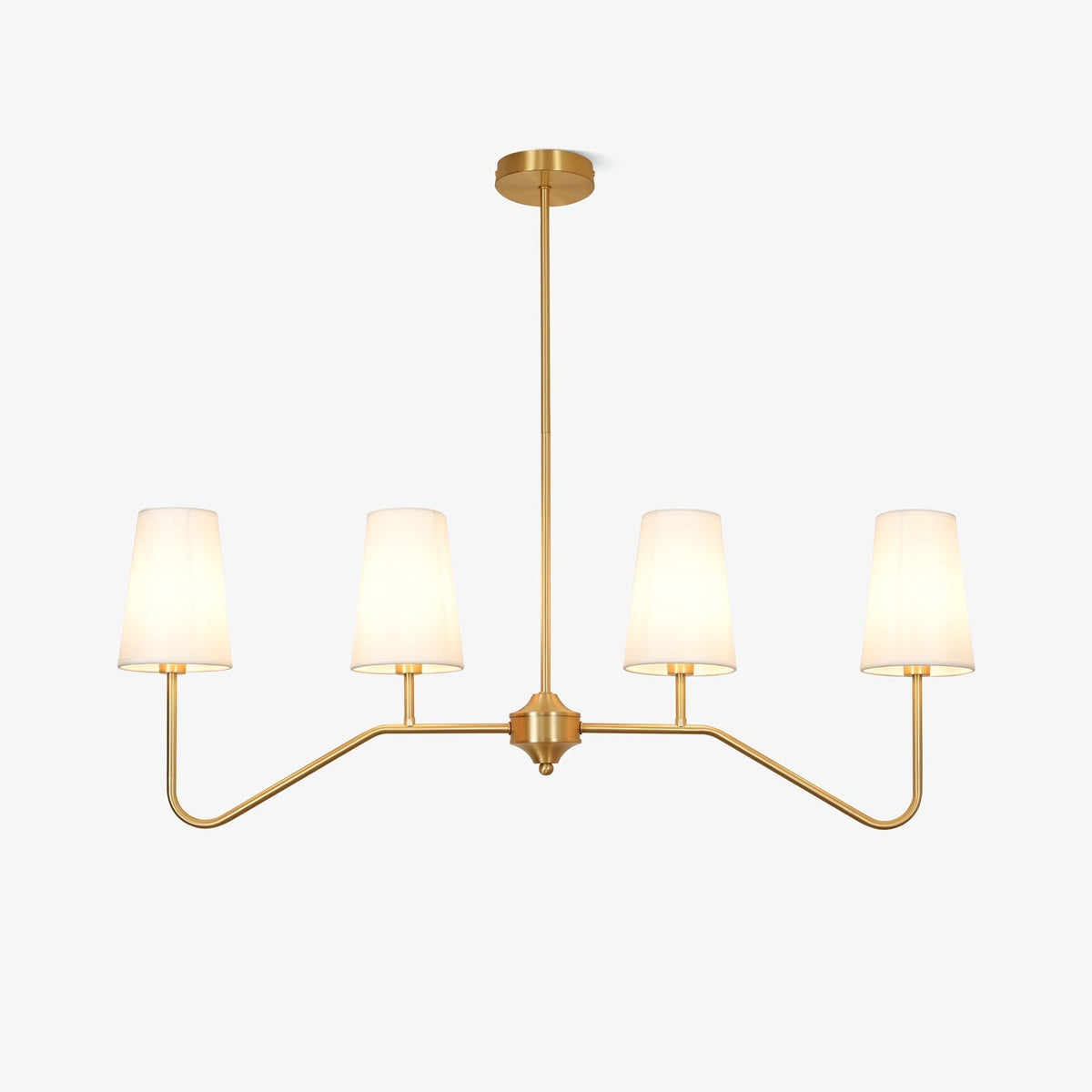 Oriinissa Chandelier Brass Curved Beige Linear