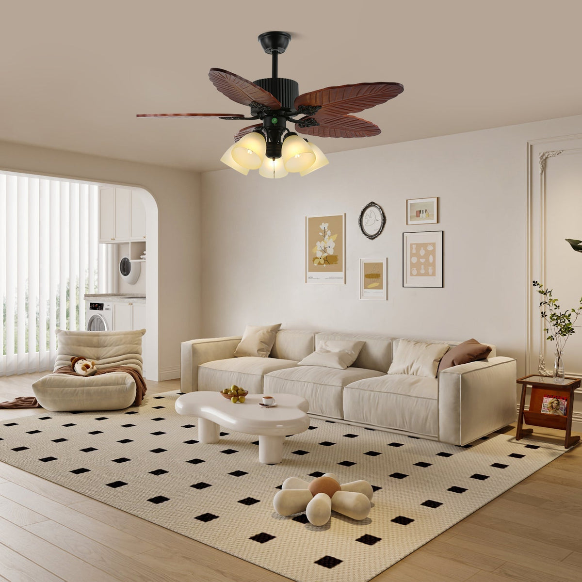 Virel Tropical Wood Ceiling Fan Light