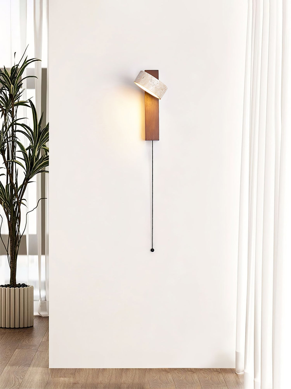 Tavalina Cylinder-Stack Travertine Wall Light
