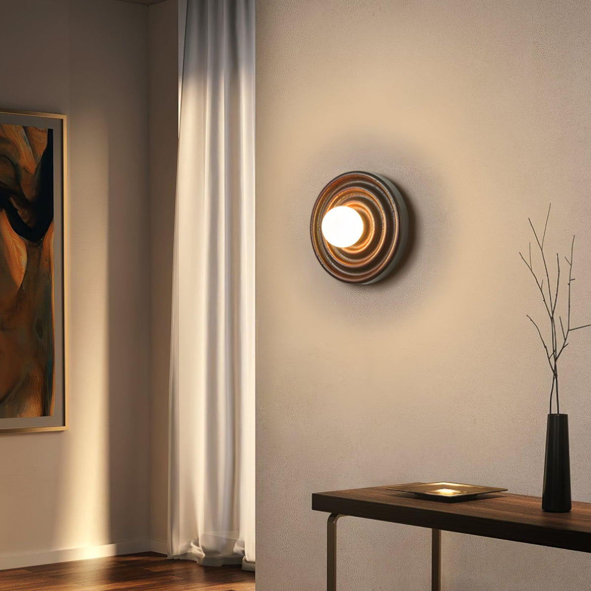 Aldinise Wall Lamp Ripple with Ash Wood Body and Glass Globe Shade