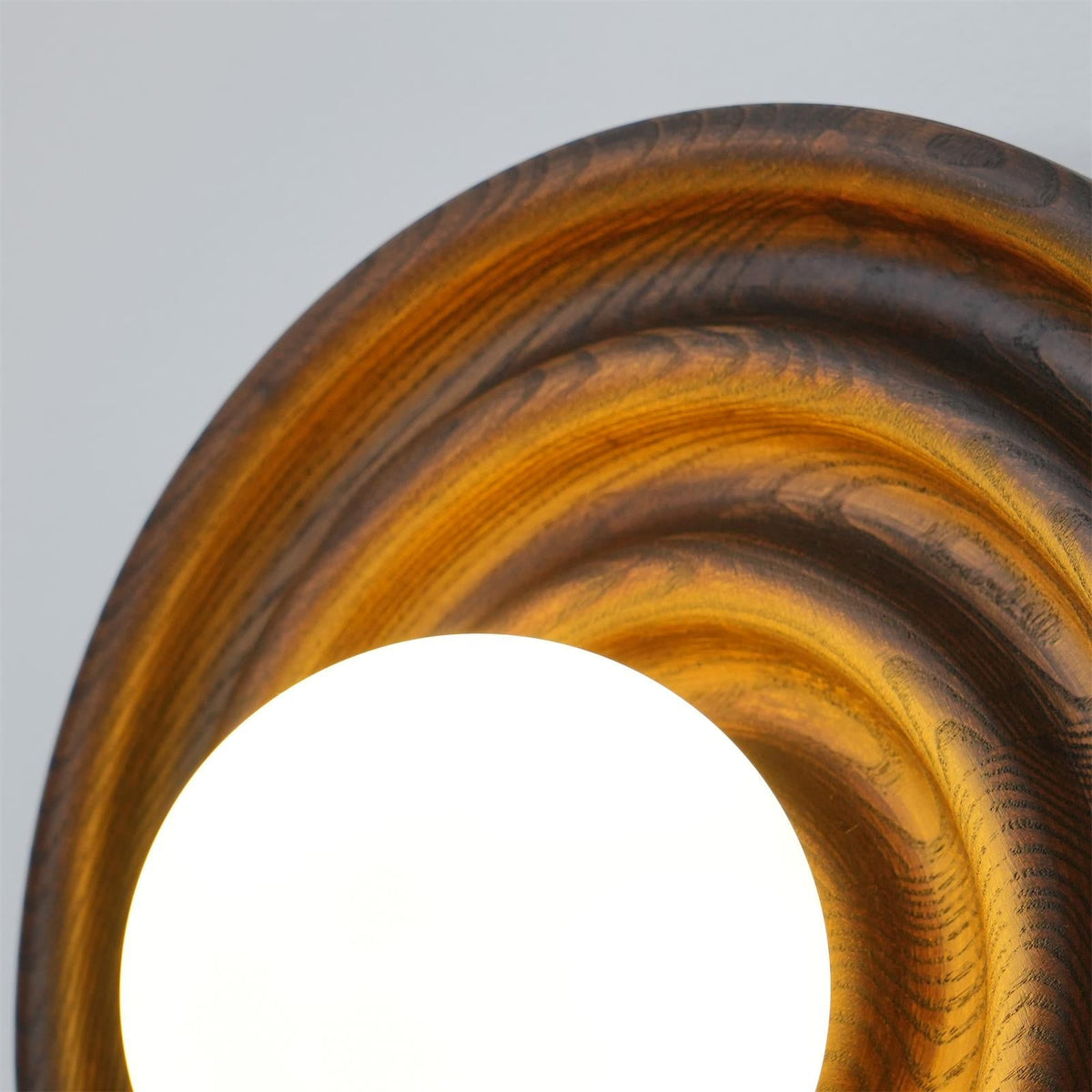 Aldinise Wall Lamp Ripple with Ash Wood Body and Glass Globe Shade