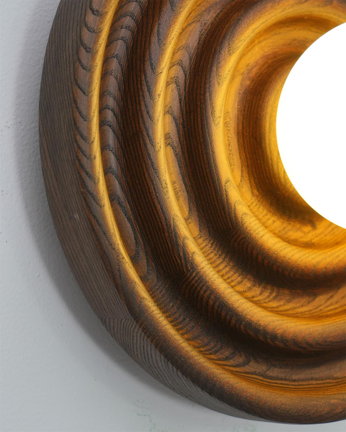Aldinise Wall Lamp Ripple with Ash Wood Body and Glass Globe Shade