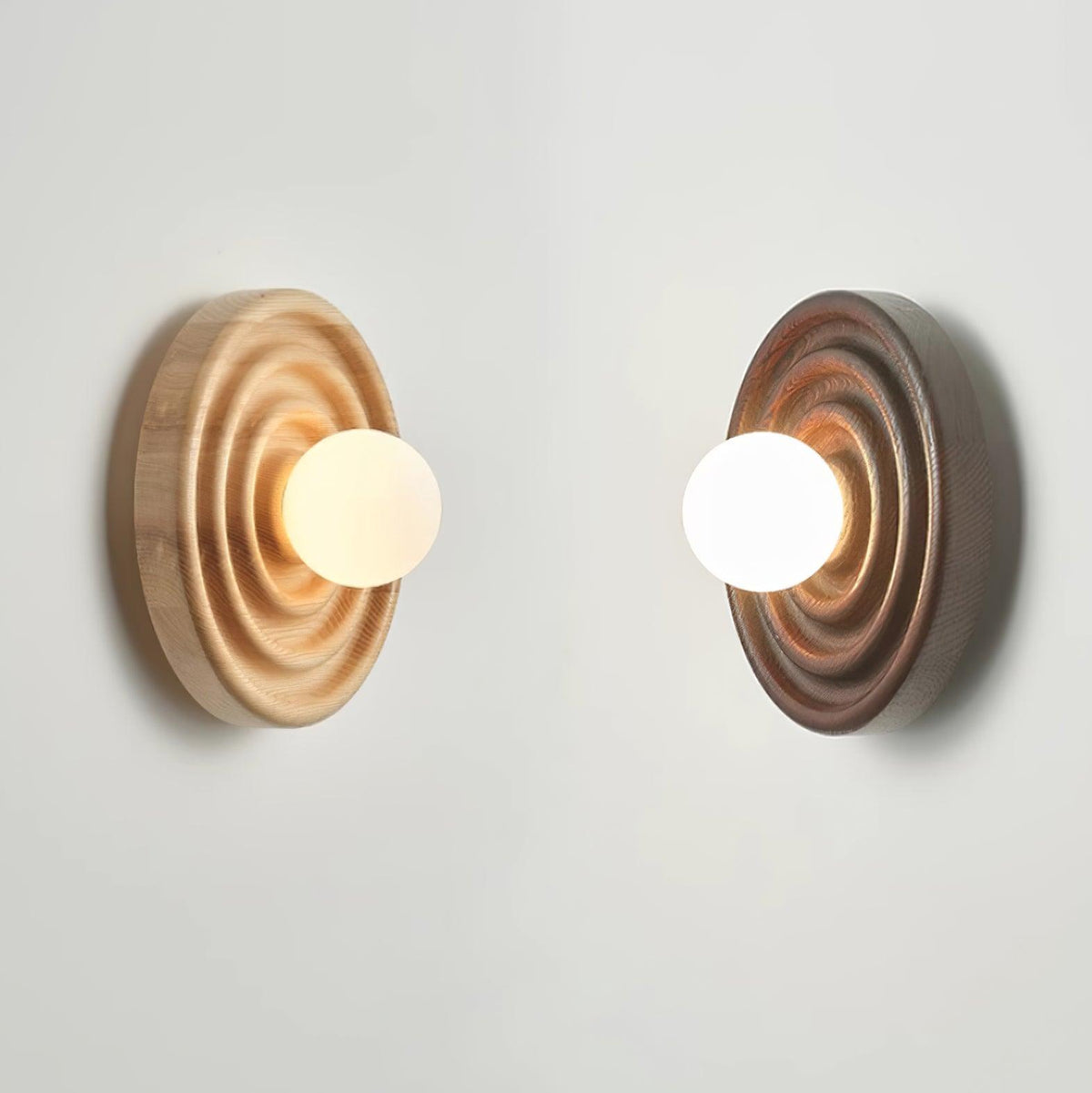 Aldinise Wall Lamp Ripple with Ash Wood Body and Glass Globe Shade