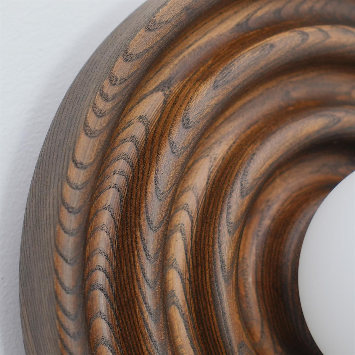 Aldinise Wall Lamp Ripple with Ash Wood Body and Glass Globe Shade