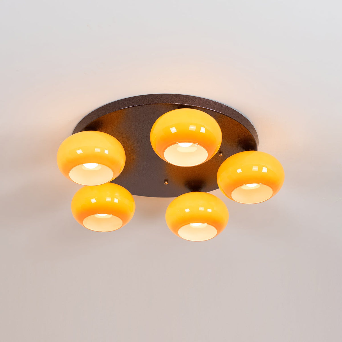 Luno 5-Light Amber Glass Flush Mount Ceiling Light