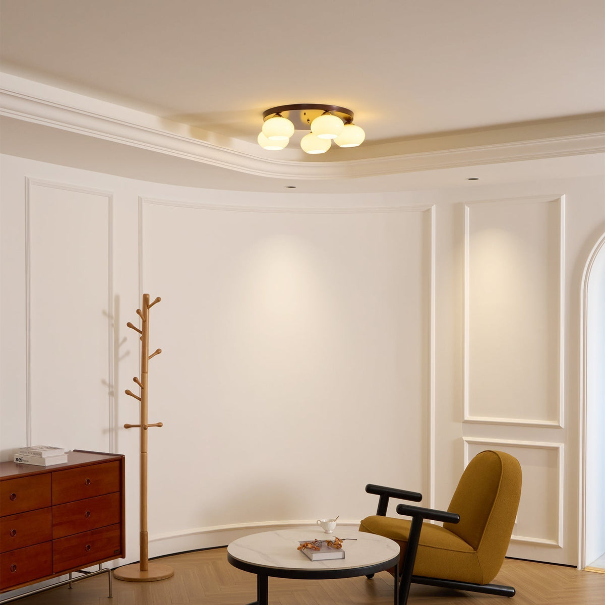 Luno 5-Light Amber Glass Flush Mount Ceiling Light