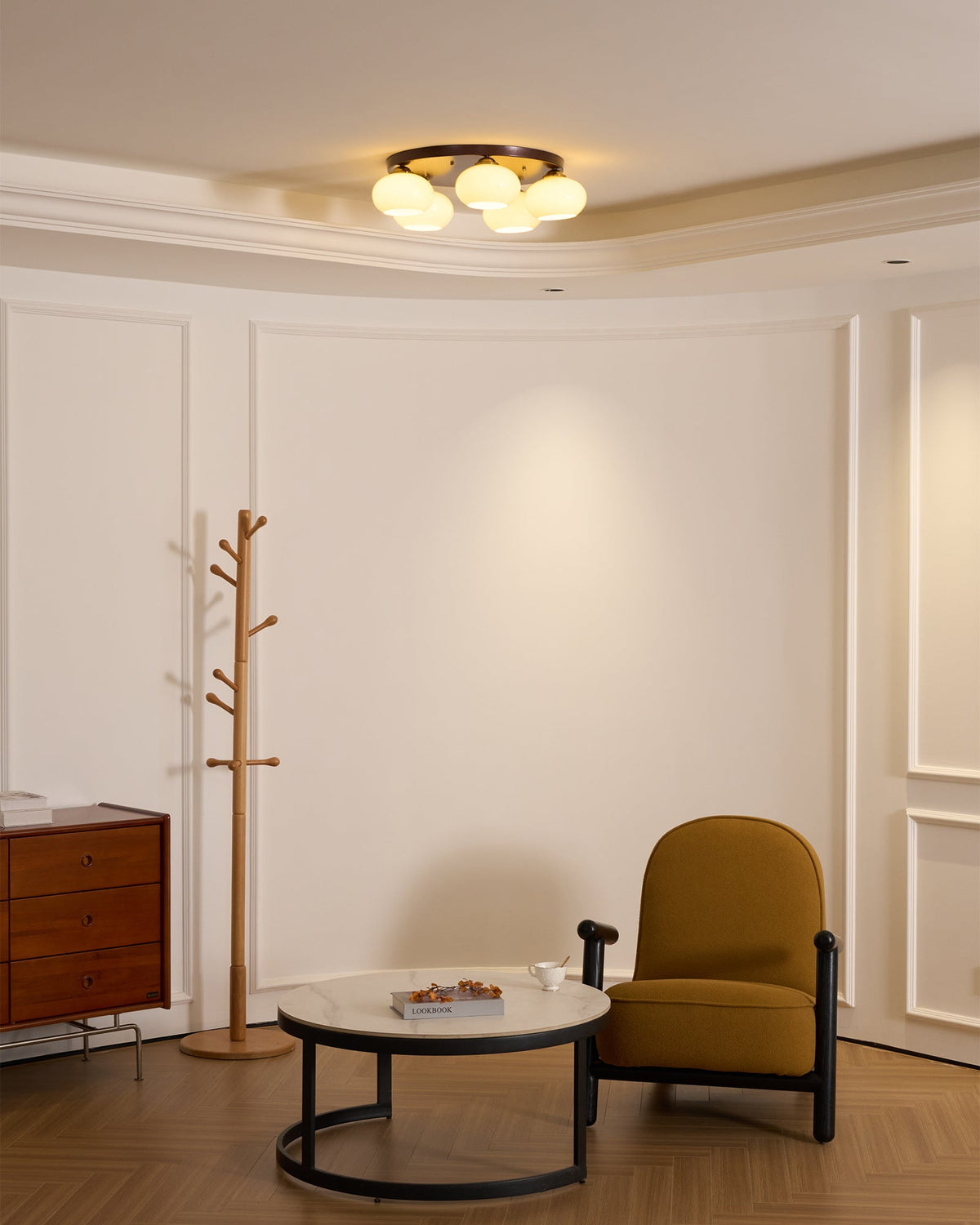 Luno 5-Light Amber Glass Flush Mount Ceiling Light