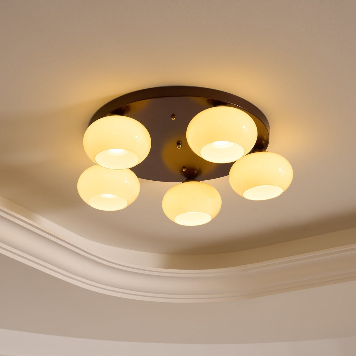Luno 5-Light Amber Glass Flush Mount Ceiling Light