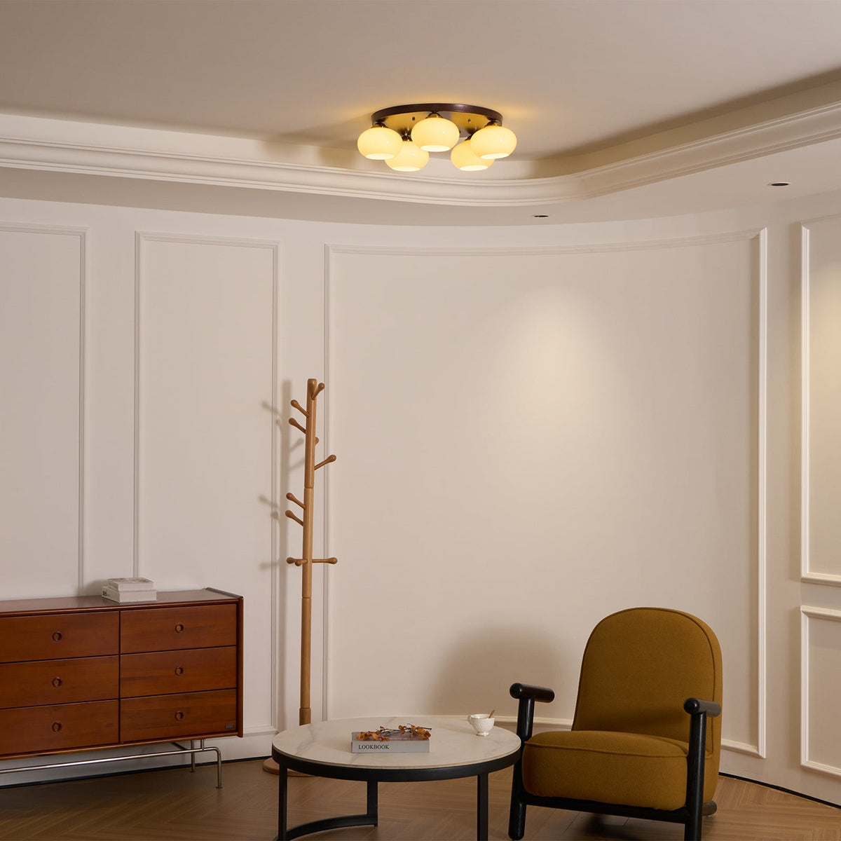 Luno 5-Light Amber Glass Flush Mount Ceiling Light