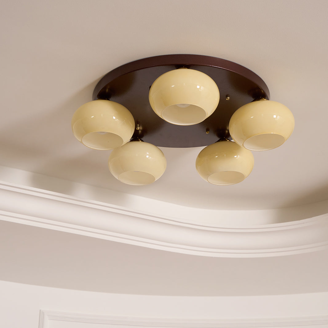 Luno 5-Light Amber Glass Flush Mount Ceiling Light