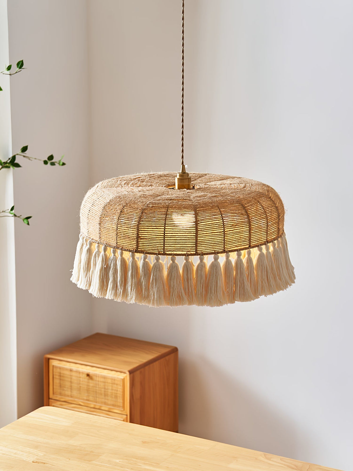 Boho Handwoven Jute Pendant Light