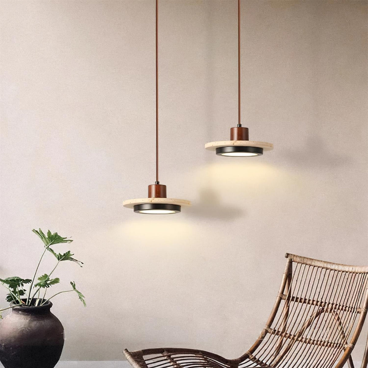 Valen Travertine LED Pendant Light
