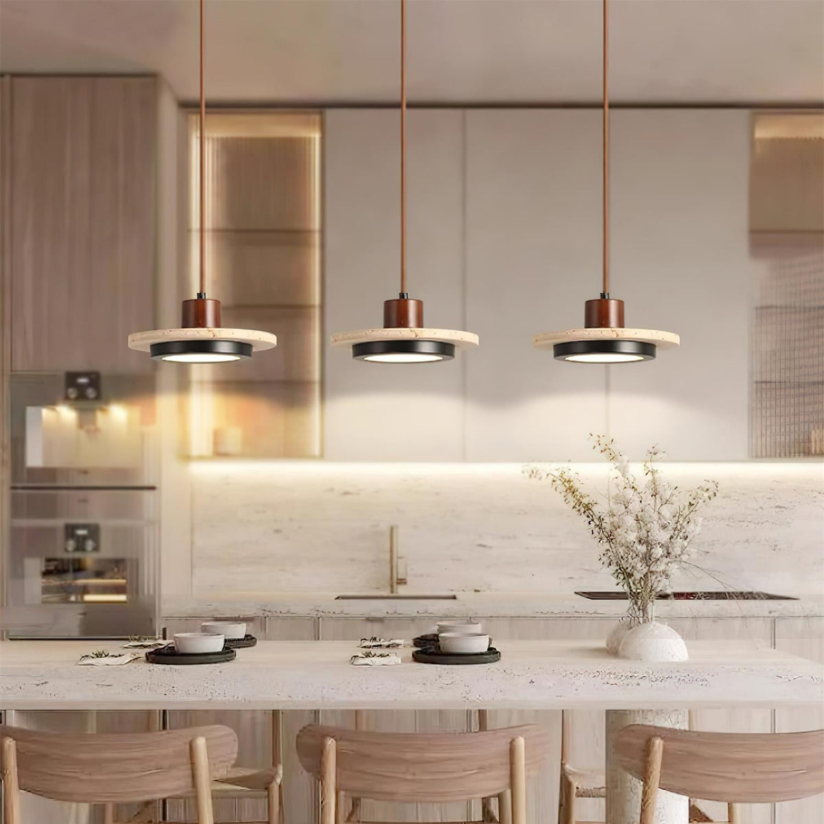 Valen Travertine LED Pendant Light