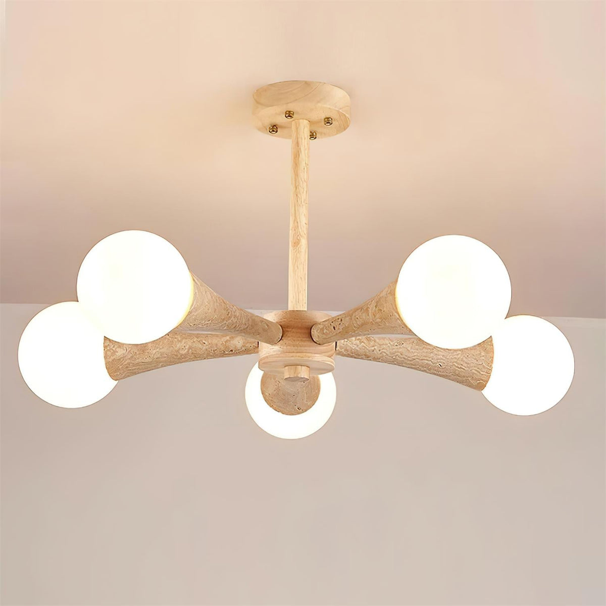 Tavenina Flush Mount Ceiling Light Wood Travertine