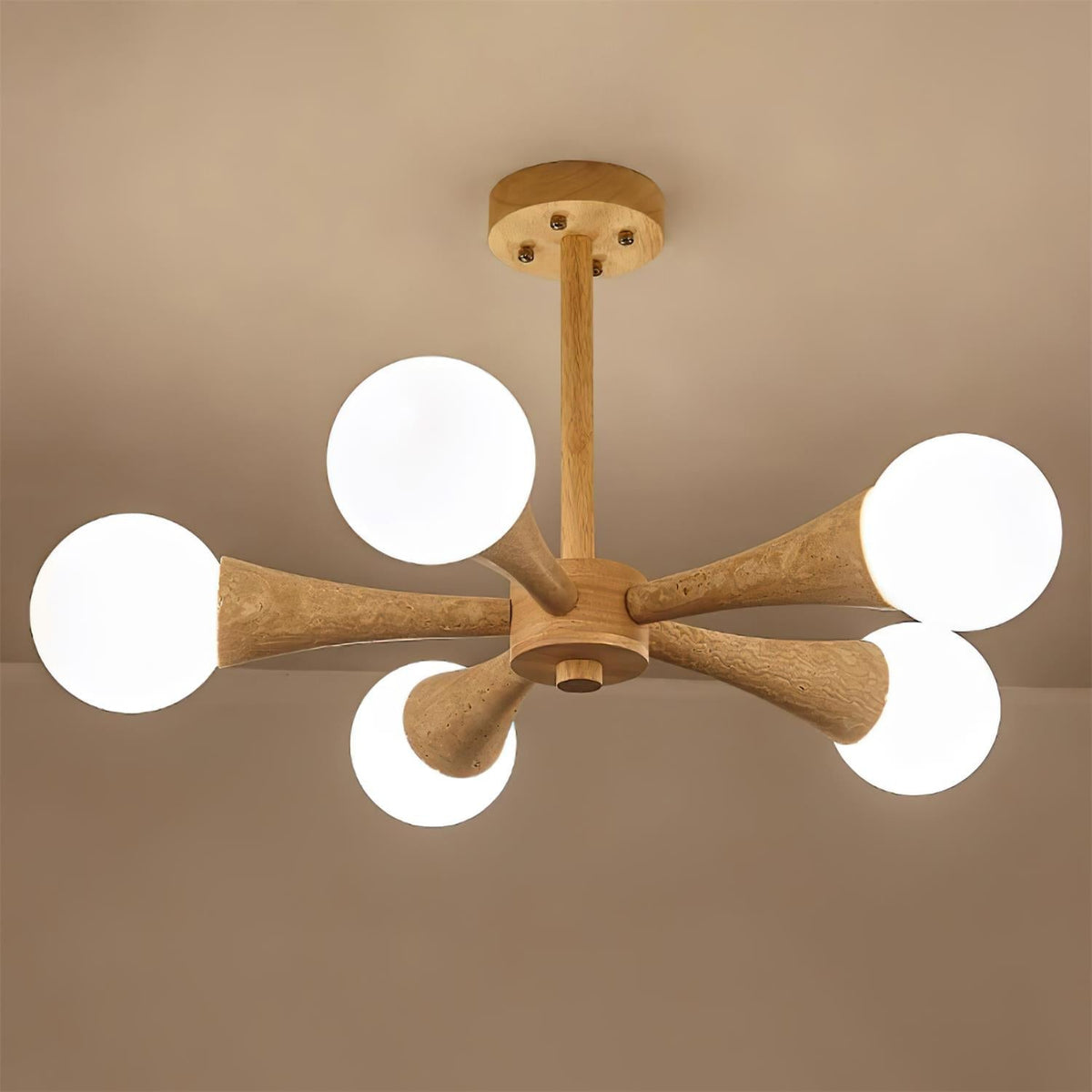 Tavenina Flush Mount Ceiling Light Wood Travertine