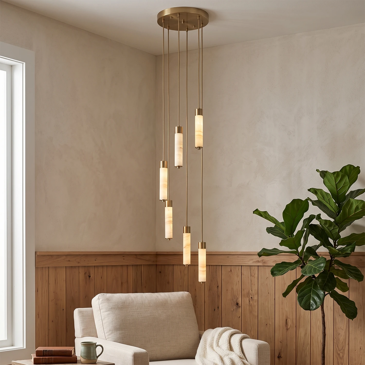 Harvenstone Alabaster Column Chandelier