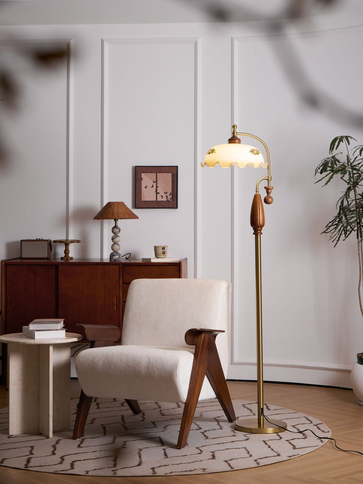Volorel Vintage Glass Floor Lamp