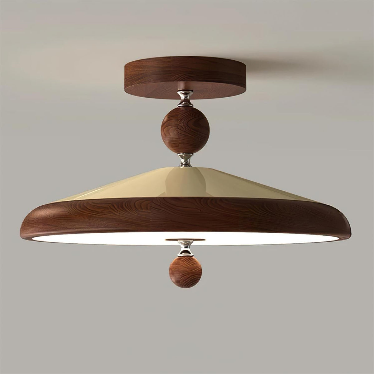Sorvian Ceiling Light Wooden Frame Round Midcentury