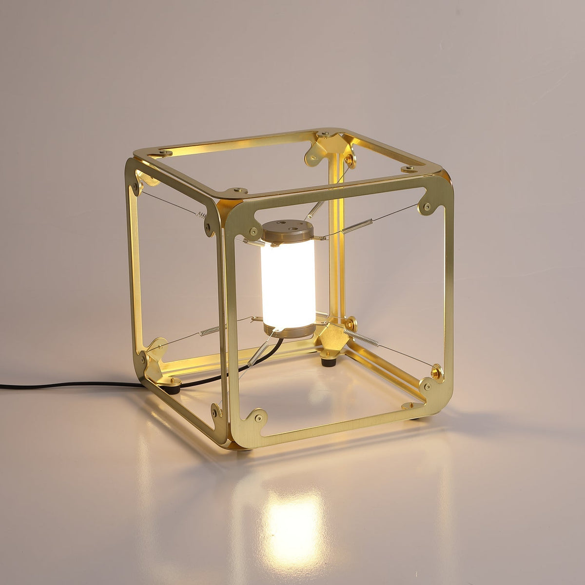 GridGlow Industrial Brass Table Lamp
