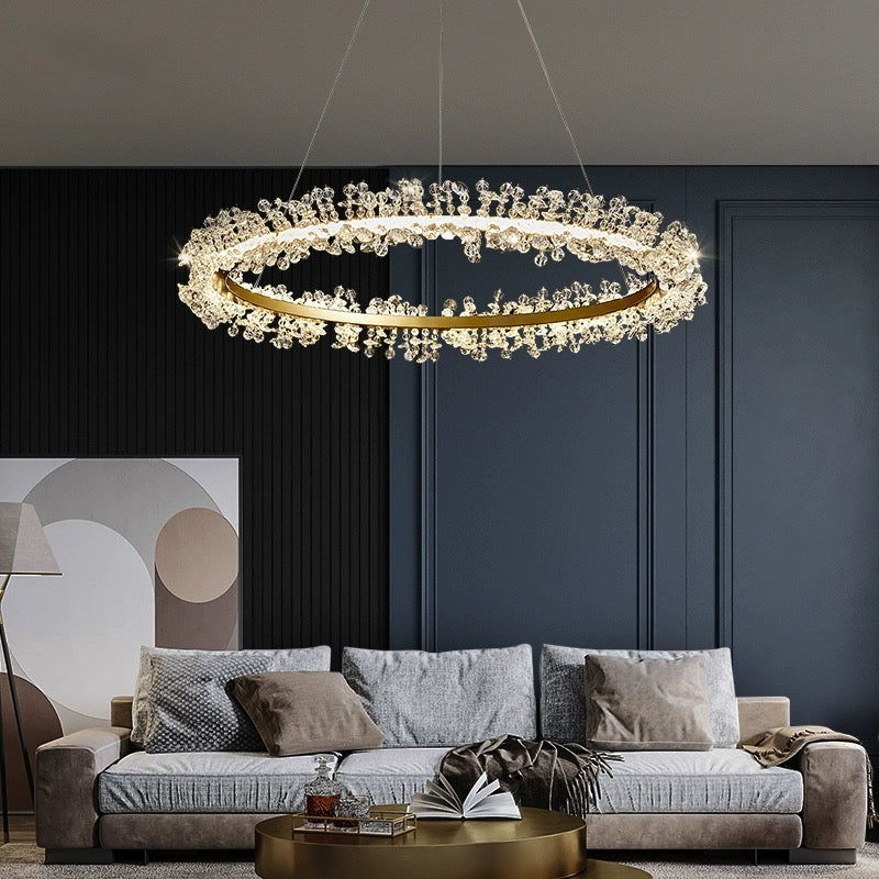 Lomepoda Luxury Circular Crystal Tassel Pendant Light